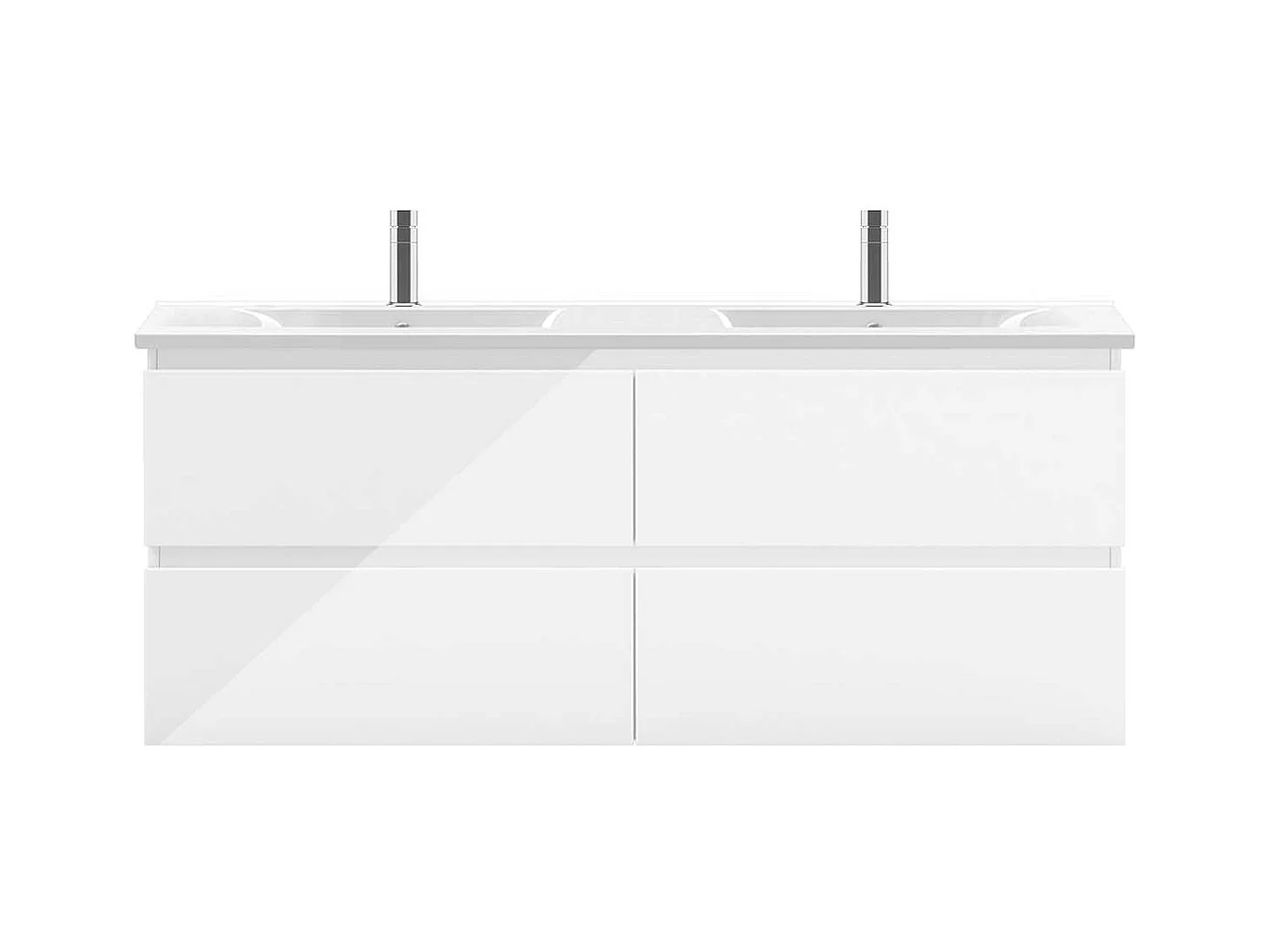 AICA Ensemble Meuble salle de bain blanc 120cm avec double vasque en céramique,meuble 4 tiroirs