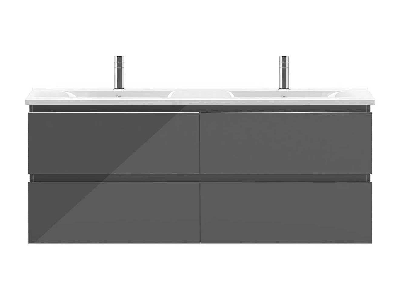 AICA Ensemble Meuble salle de bain Anthracite 120cm avec double vasque en céramique,meuble 4 tiroirs