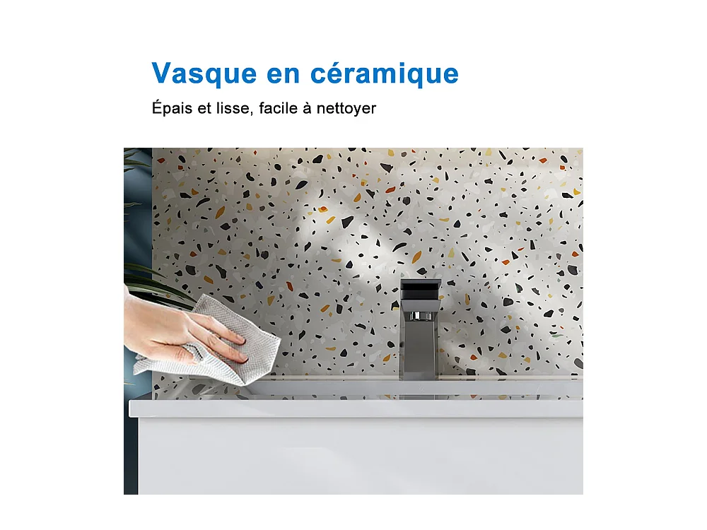 AICA Ensemble Meuble salle de bain chêne 120cm avec double vasque en céramique,meuble 4 tiroirs