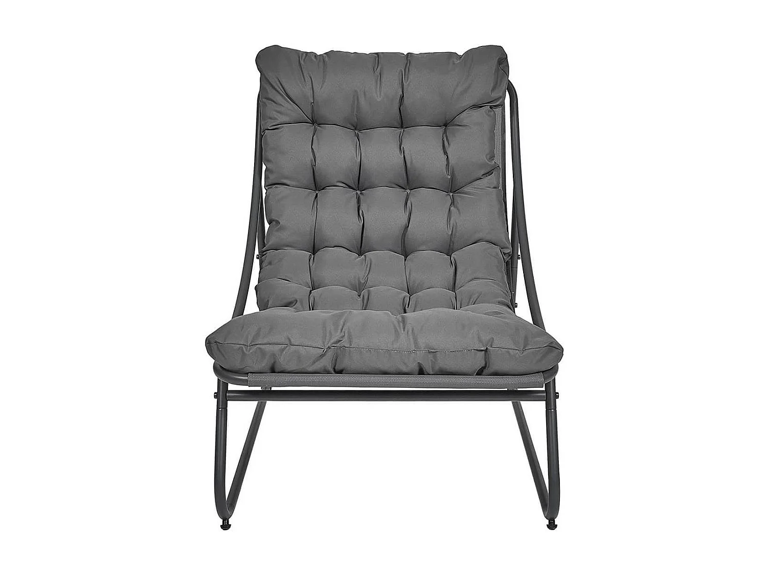 DOLCI - Fauteuil de Jardin en Métal et Textilène Gris avec Coussin
