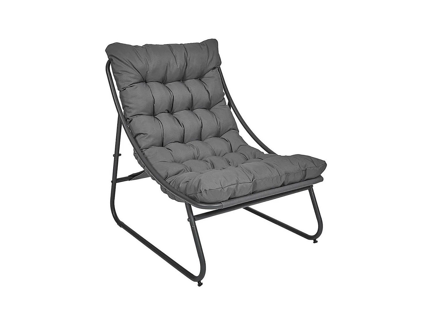 DOLCI - Fauteuil de Jardin en Métal et Textilène Gris avec Coussin