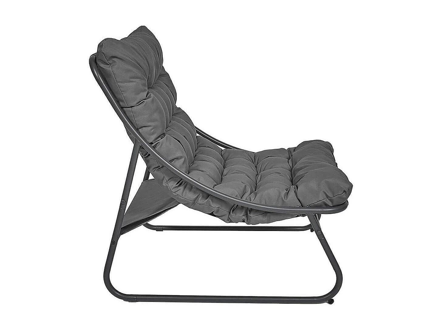 DOLCI - Fauteuil de Jardin en Métal et Textilène Gris avec Coussin