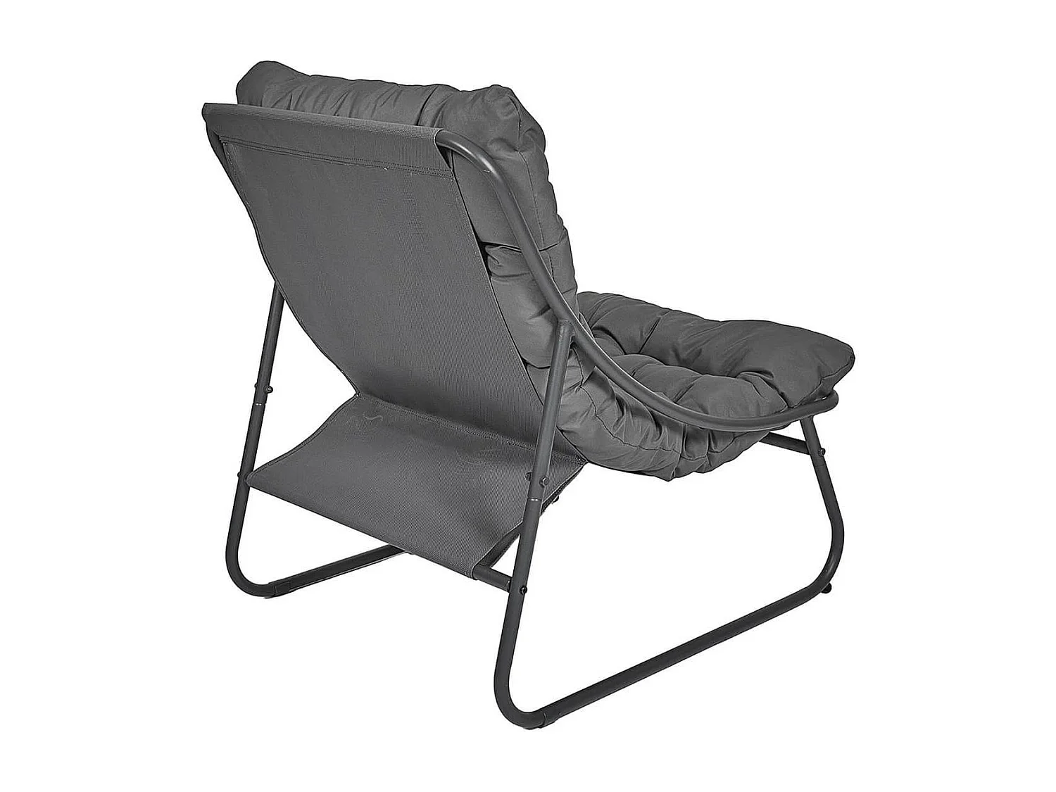 DOLCI - Fauteuil de Jardin en Métal et Textilène Gris avec Coussin