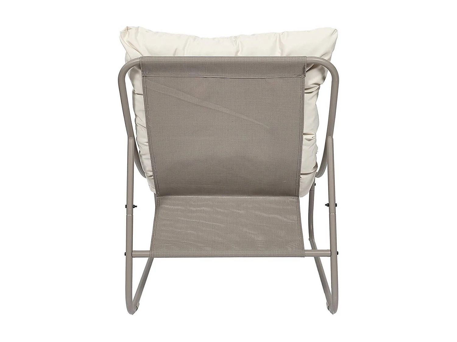 DOLCI - Fauteuil de Jardin en Métal et Textilène Beige avec Coussin