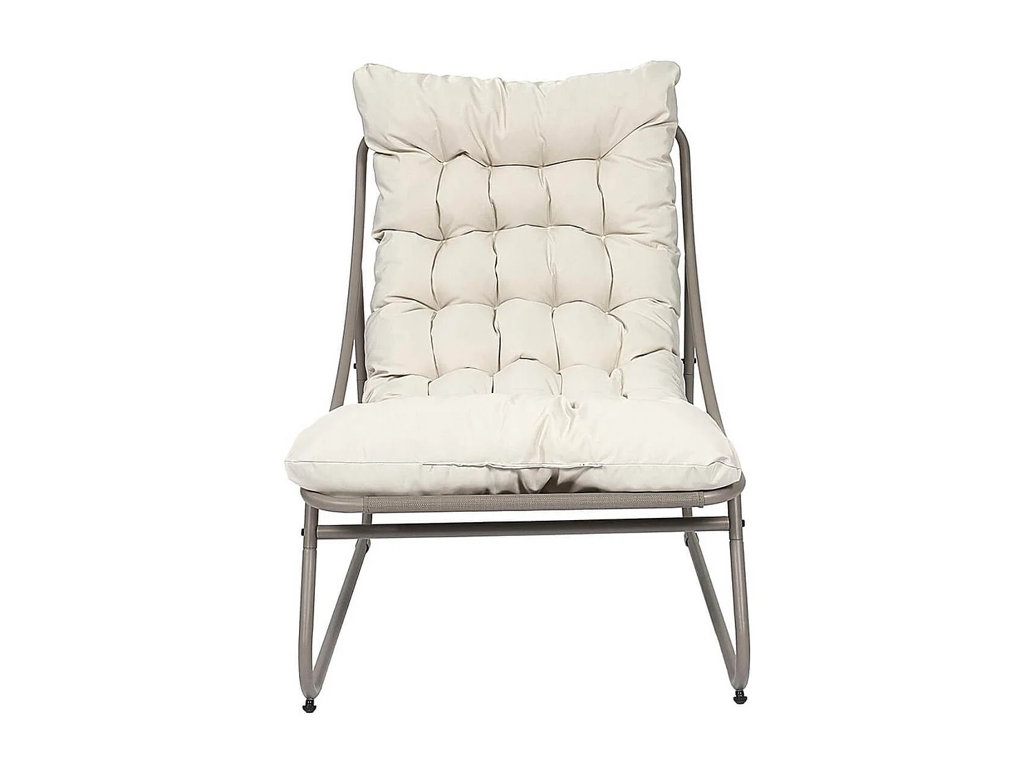 DOLCI - Fauteuil de Jardin en Métal et Textilène Beige avec Coussin