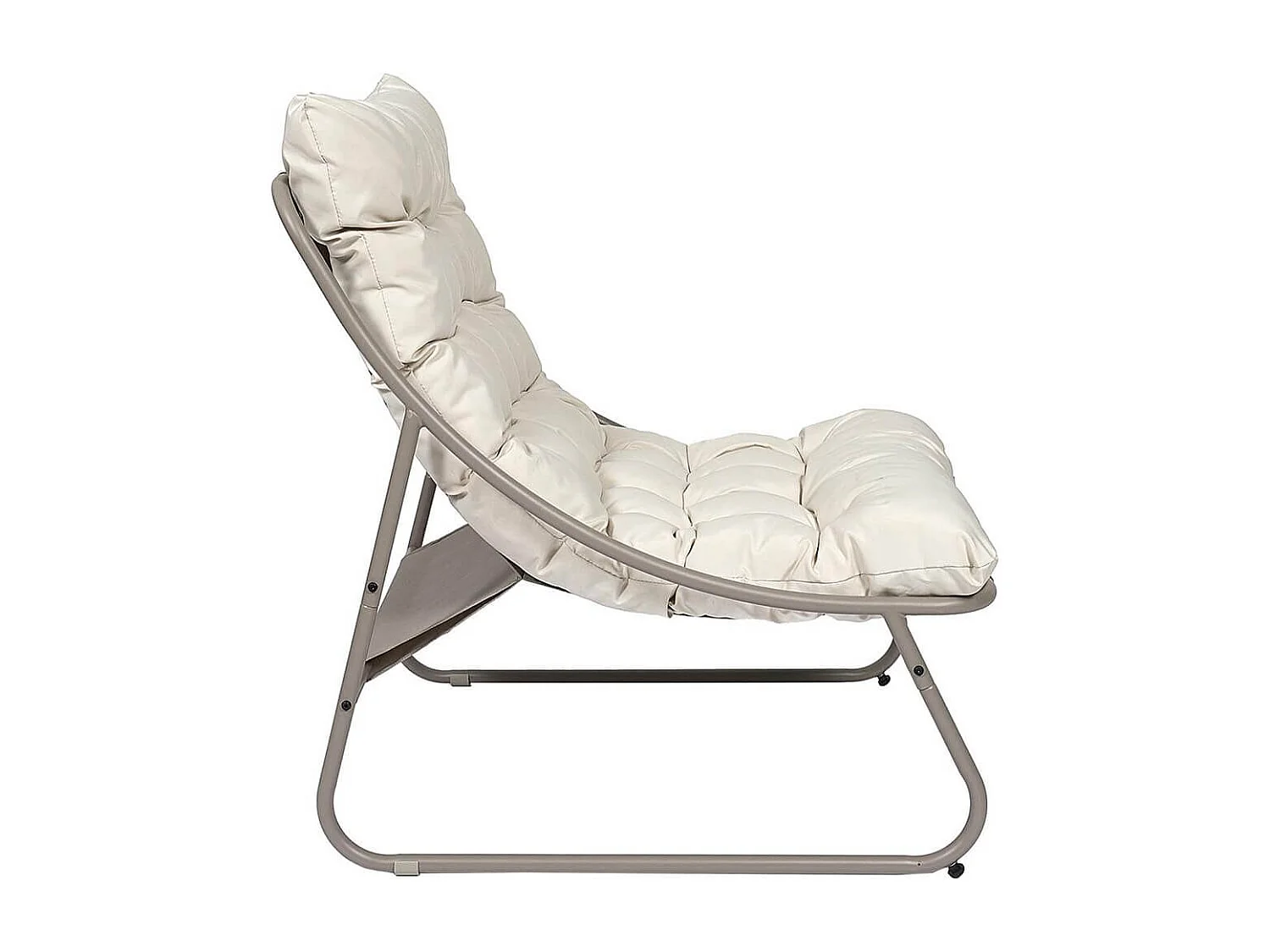 DOLCI - Fauteuil de Jardin en Métal et Textilène Beige avec Coussin