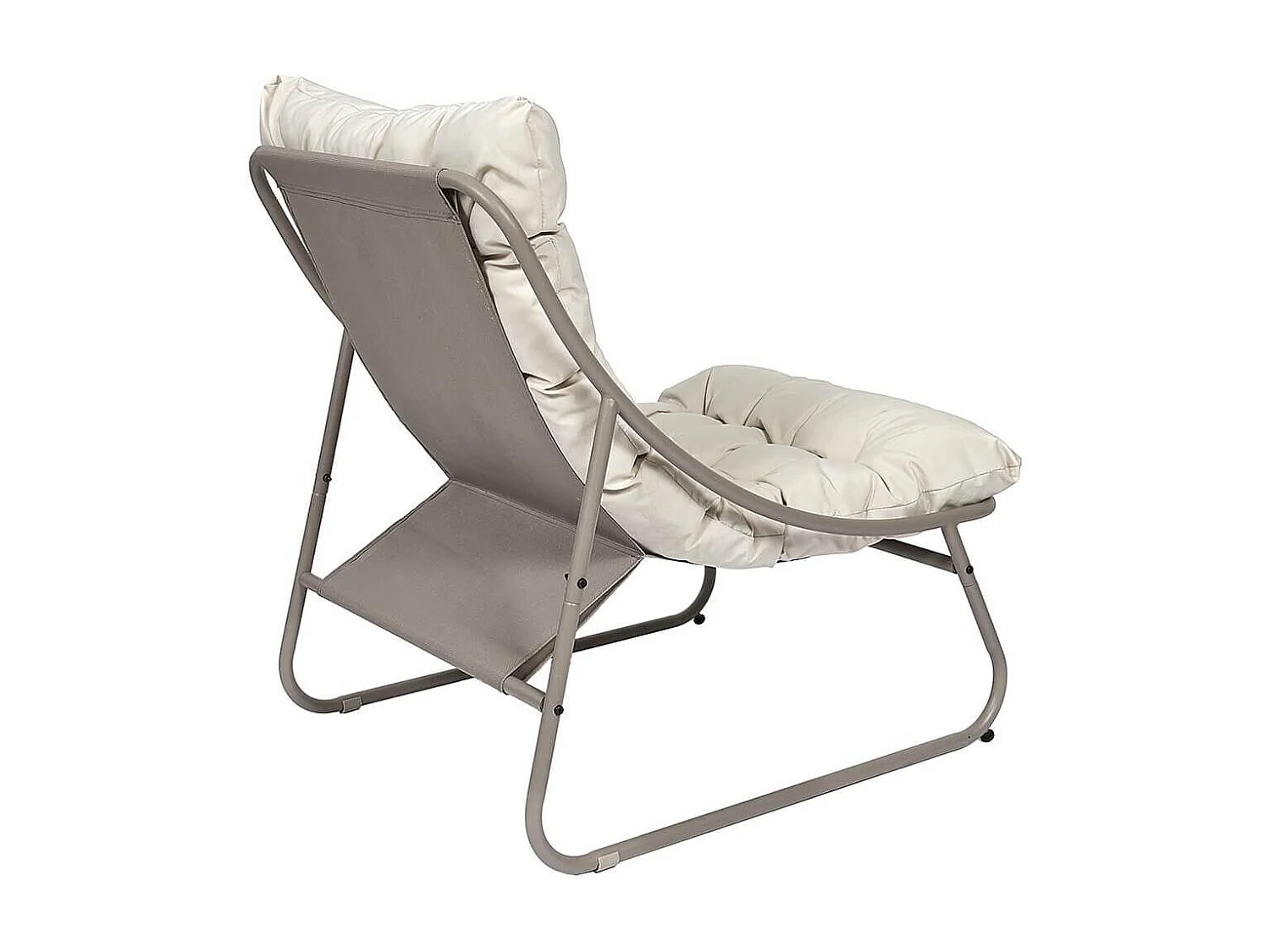 DOLCI - Fauteuil de Jardin en Métal et Textilène Beige avec Coussin