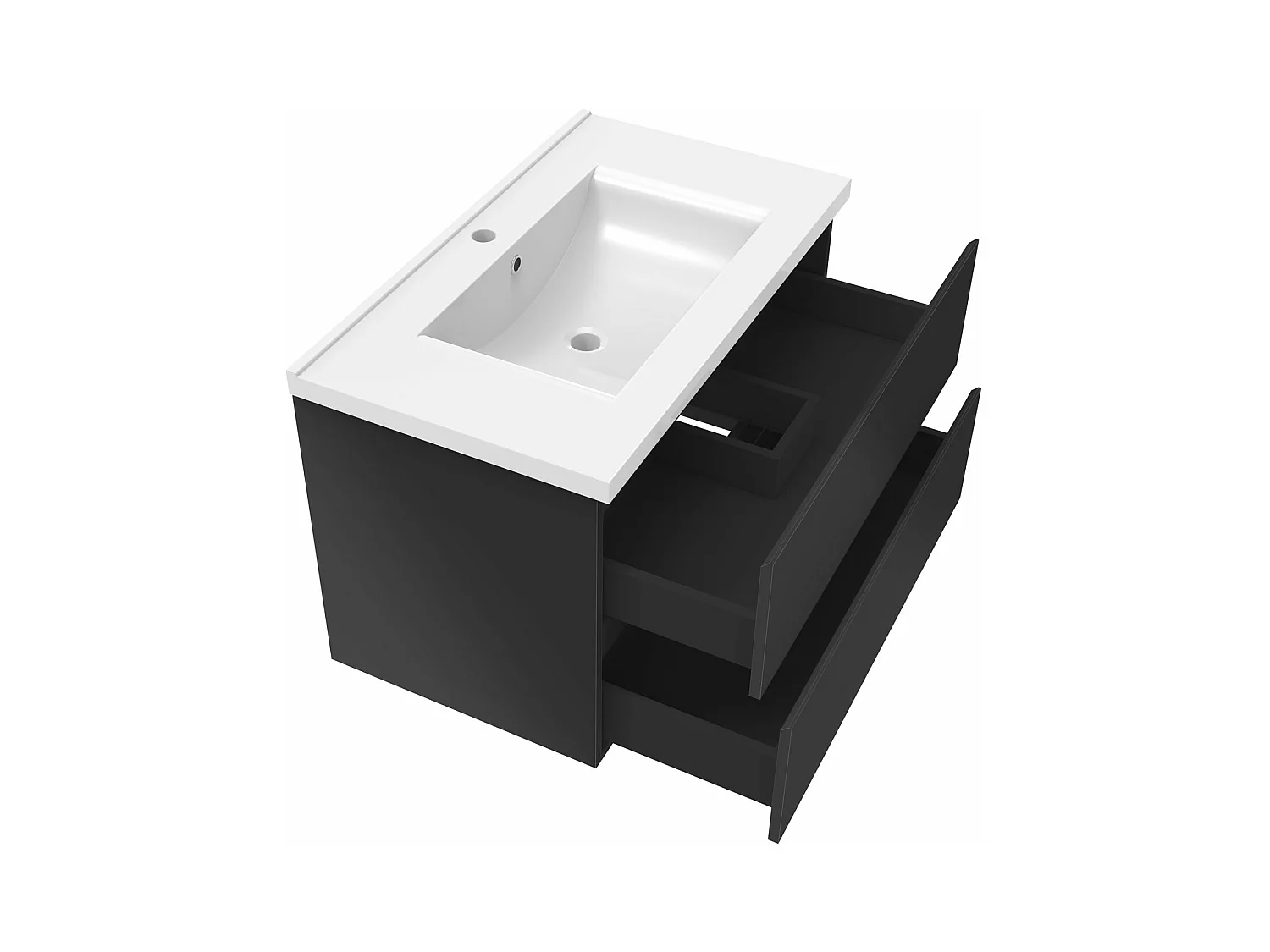 AICA Ensemble meubles salle de bains 80cm noir avec vasque+miroir LED antibuée,3 couleurs dimmable+mémoire