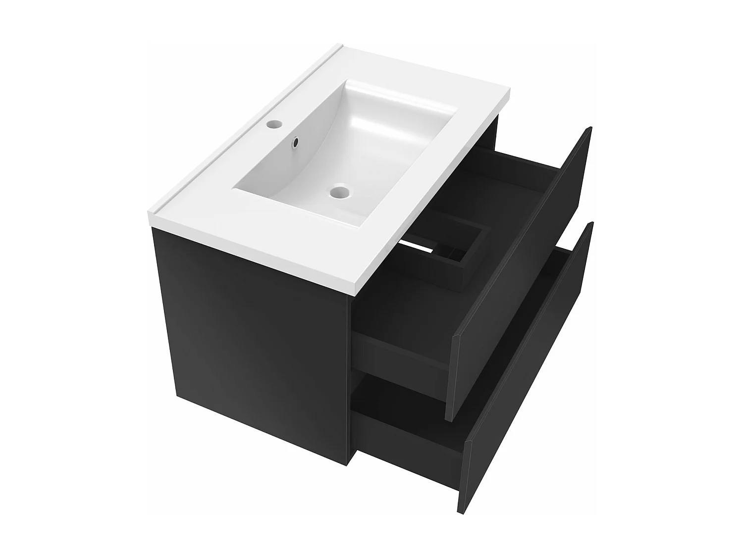 AICA Ensemble meubles salle de bain 80cm noir avec vasque+miroir LED anti-buée,dimmable et mémoire
