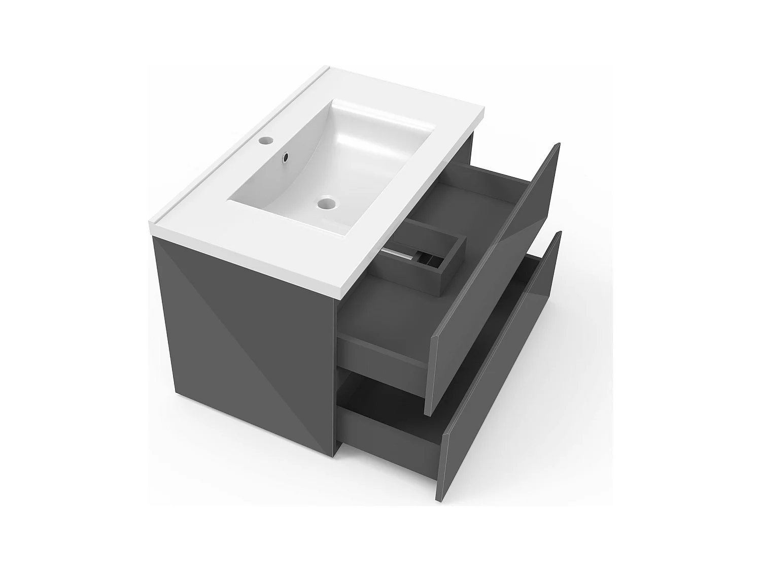 AICA Ensemble meubles salle de bains 80cm Anthracite avec vasque+miroir LED antibuée,3 couleurs dimmable+mémoire