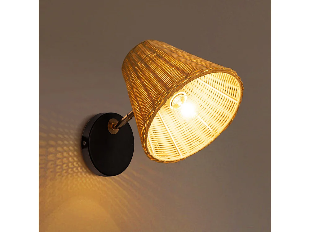 Applique murale interieur, lampe rotin d19cm x h24cm