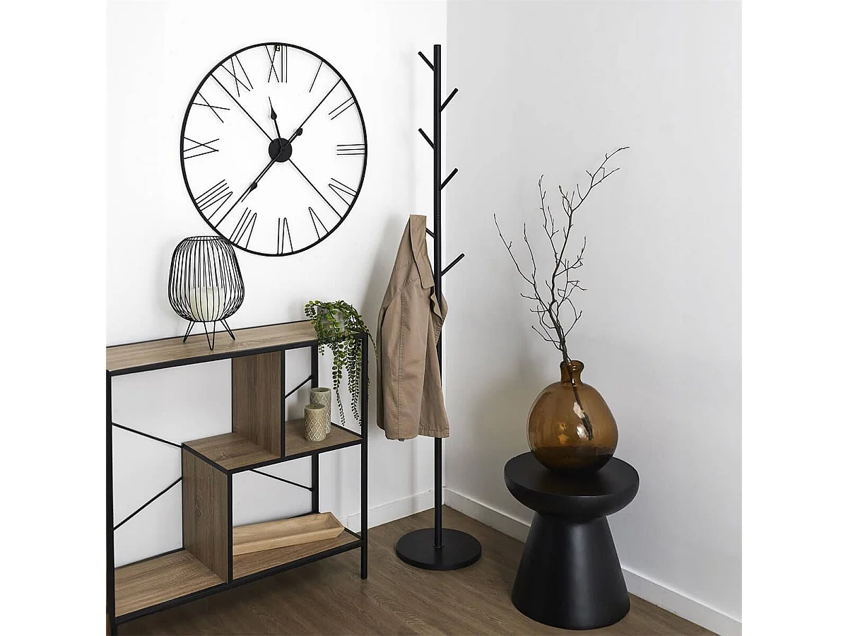 ZORAN - Porte-Manteaux Noir en Métal 7 Patères