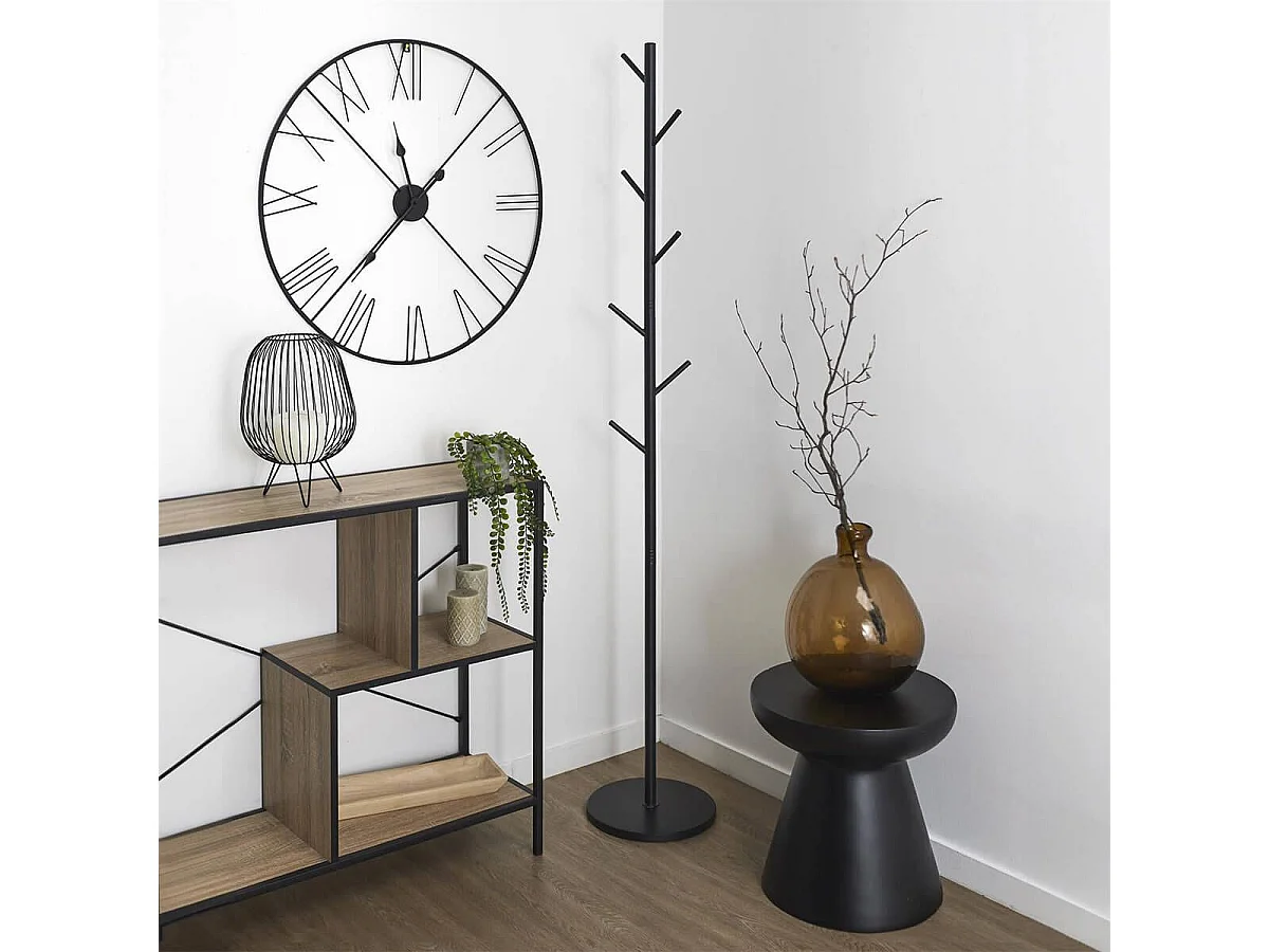 ZORAN - Porte-Manteaux Noir en Métal 7 Patères