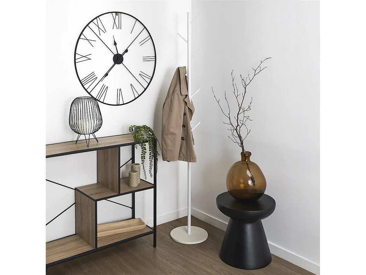 ZORAN - Porte-Manteaux Blanc en Métal 7 Patères