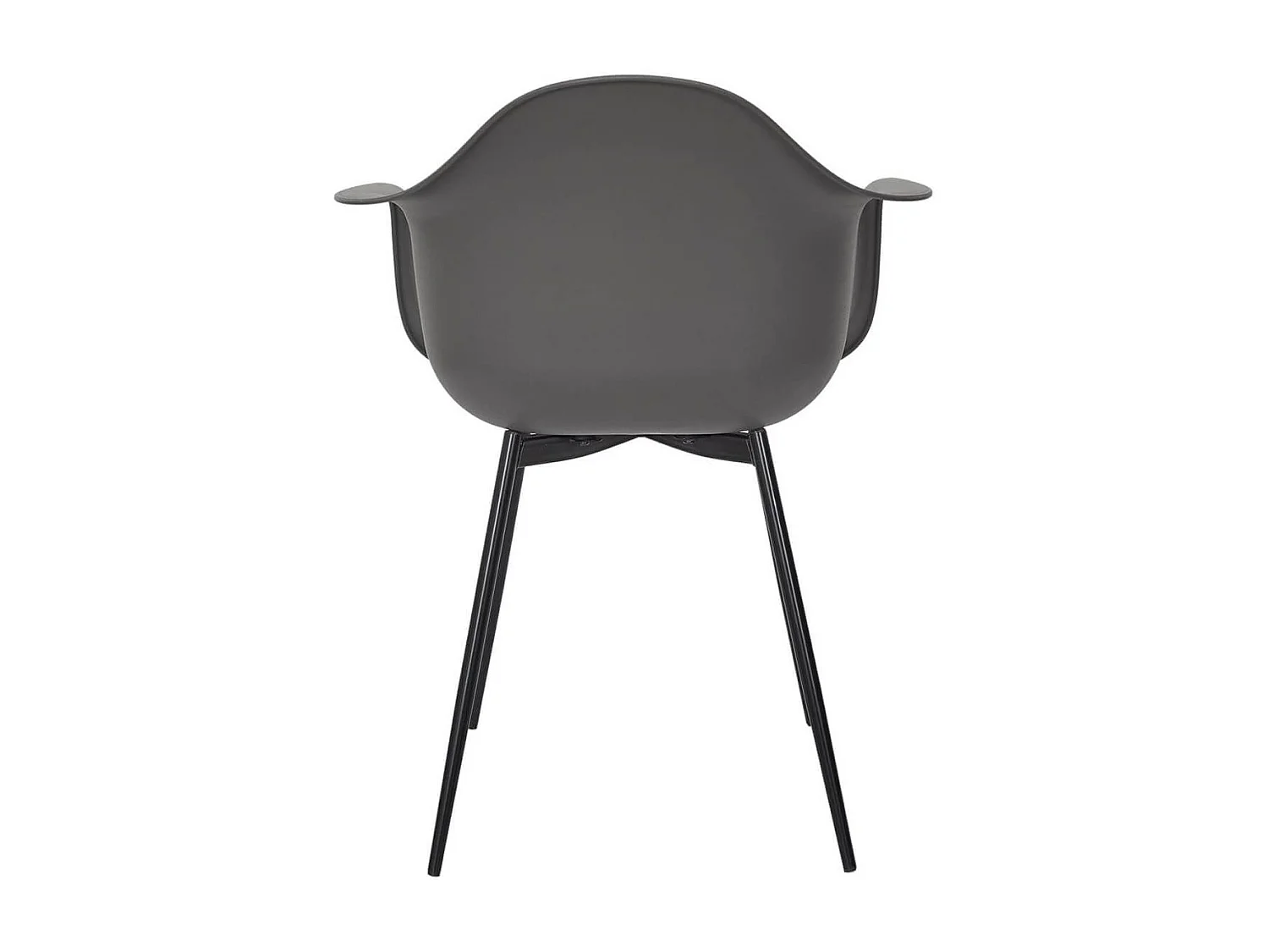 OMER - Lot de 4 Chaises Coque Accoudoirs Grises Piètement Métal