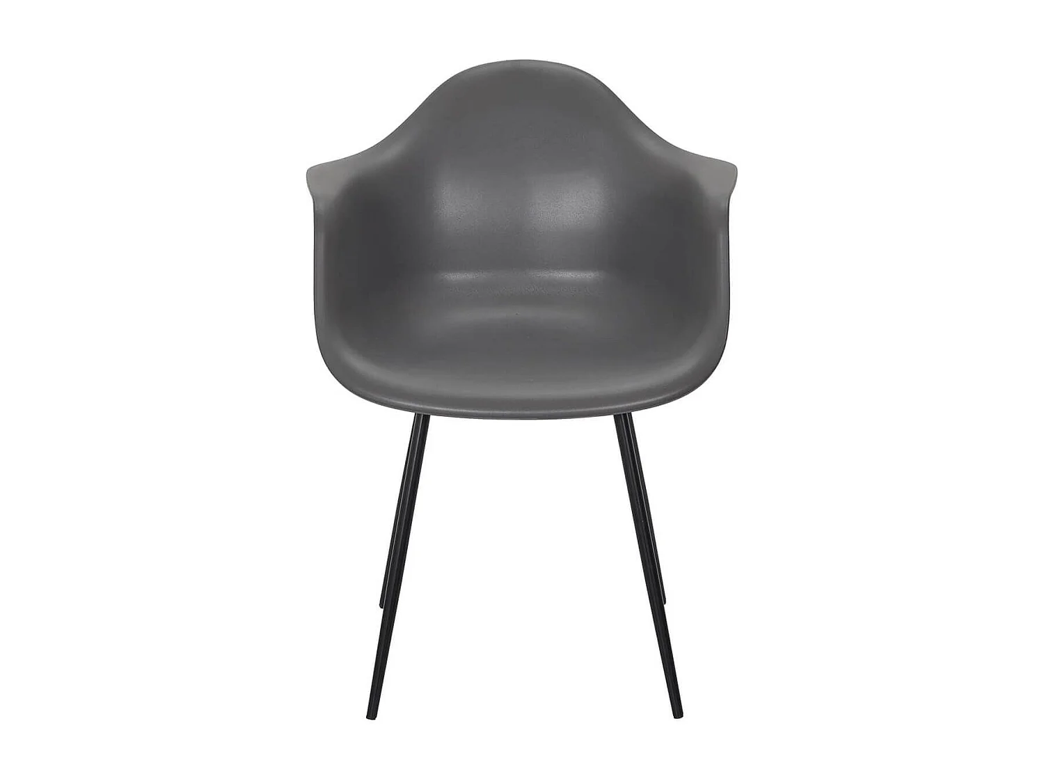 OMER - Lot de 4 Chaises Coque Accoudoirs Grises Piètement Métal