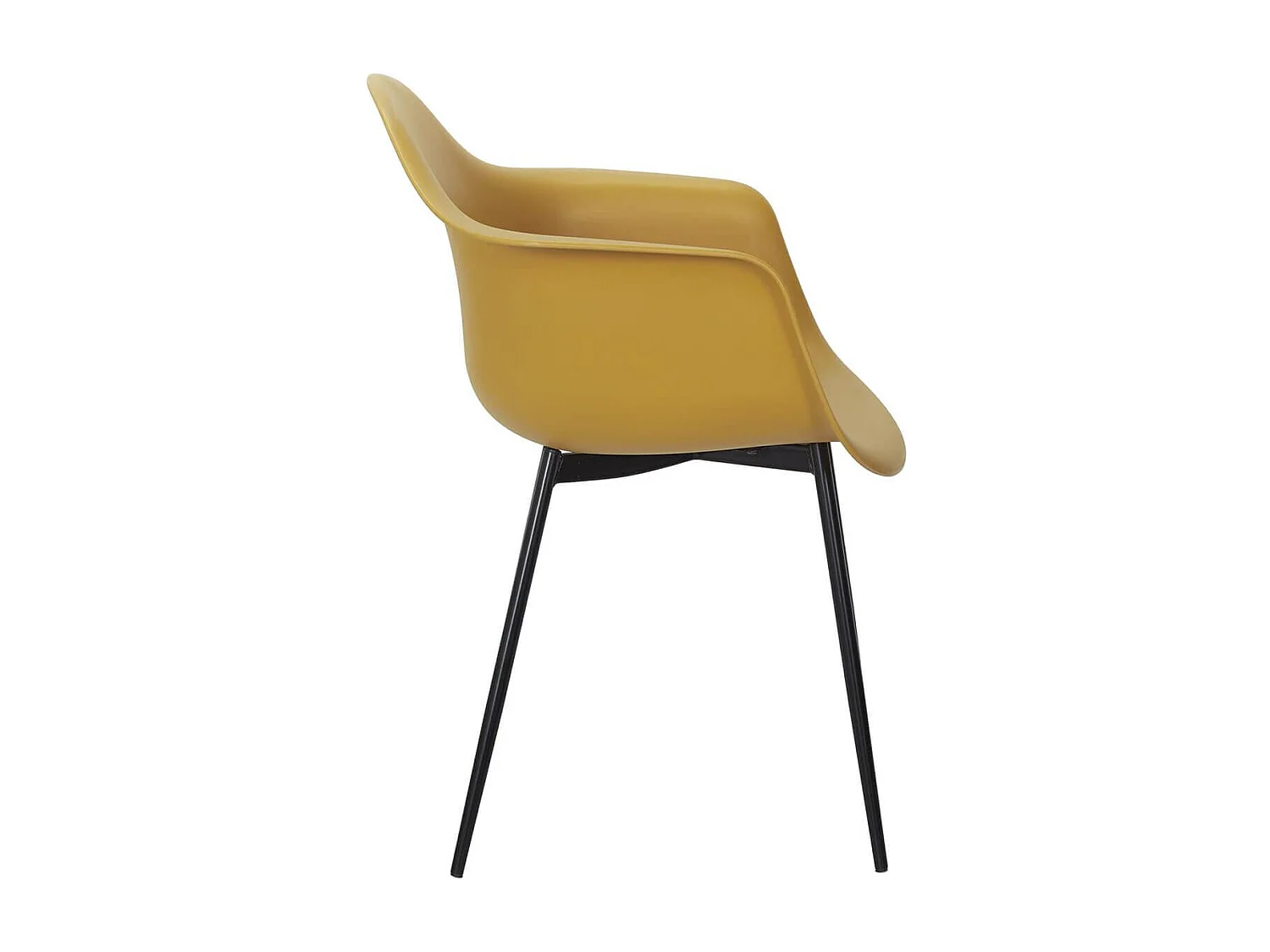 OMER - Lot de 4 Chaises Coque Accoudoirs Jaunes Piètement Métal