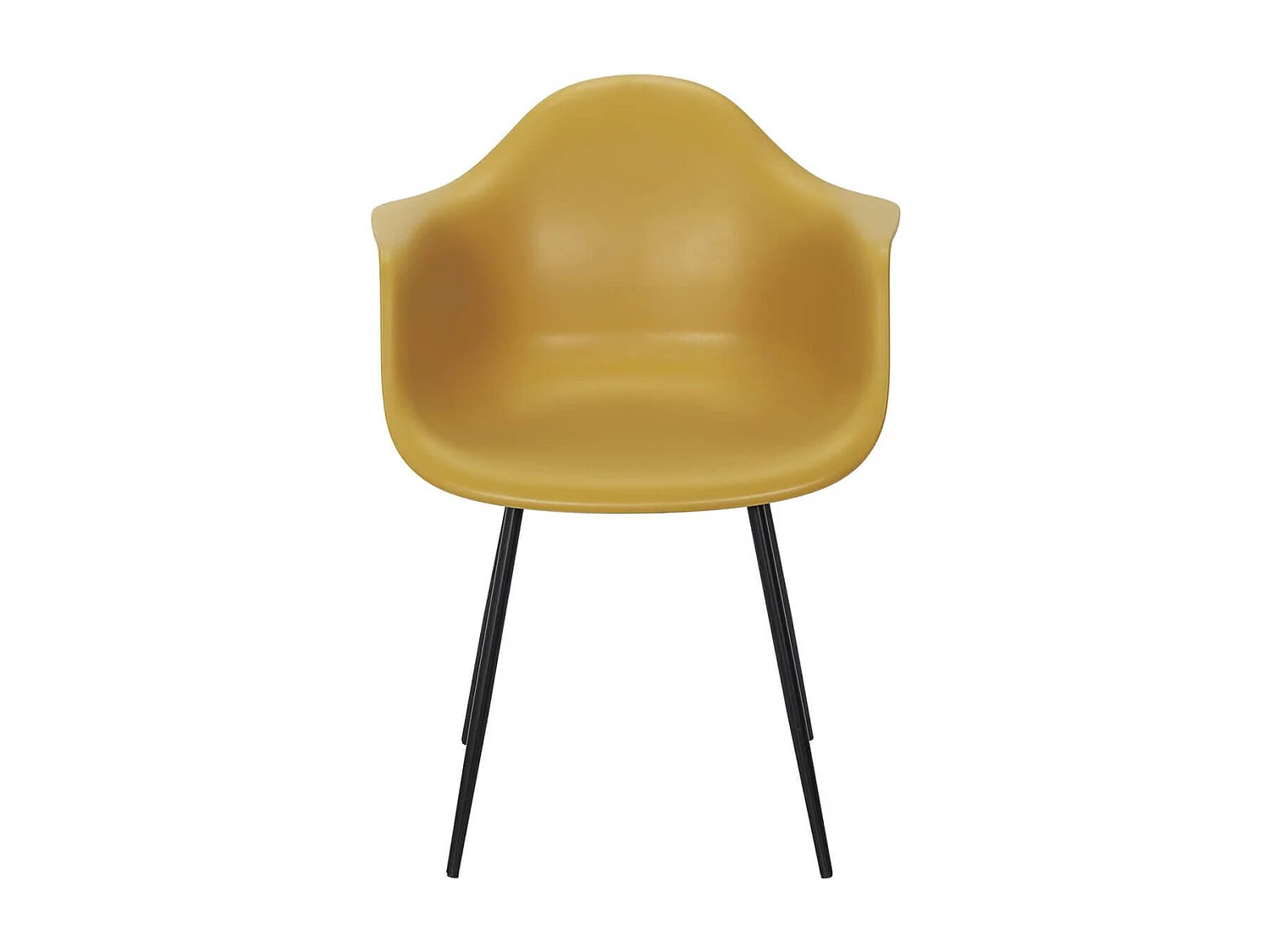 OMER - Lot de 4 Chaises Coque Accoudoirs Jaunes Piètement Métal