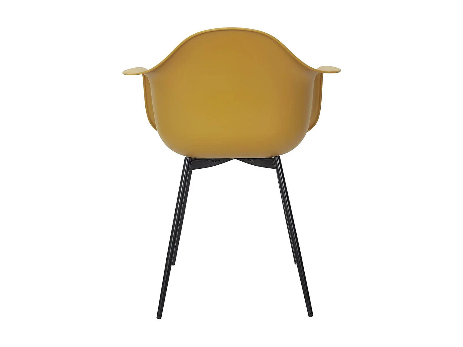 OMER - Lot de 4 Chaises Coque Accoudoirs Jaunes Piètement Métal