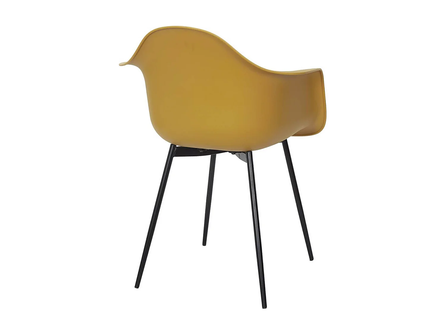 OMER - Lot de 4 Chaises Coque Accoudoirs Jaunes Piètement Métal