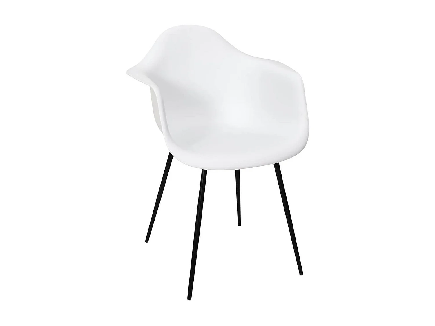OMER - Lot de 4 Chaises Coque Accoudoirs Blanches Piètement Métal