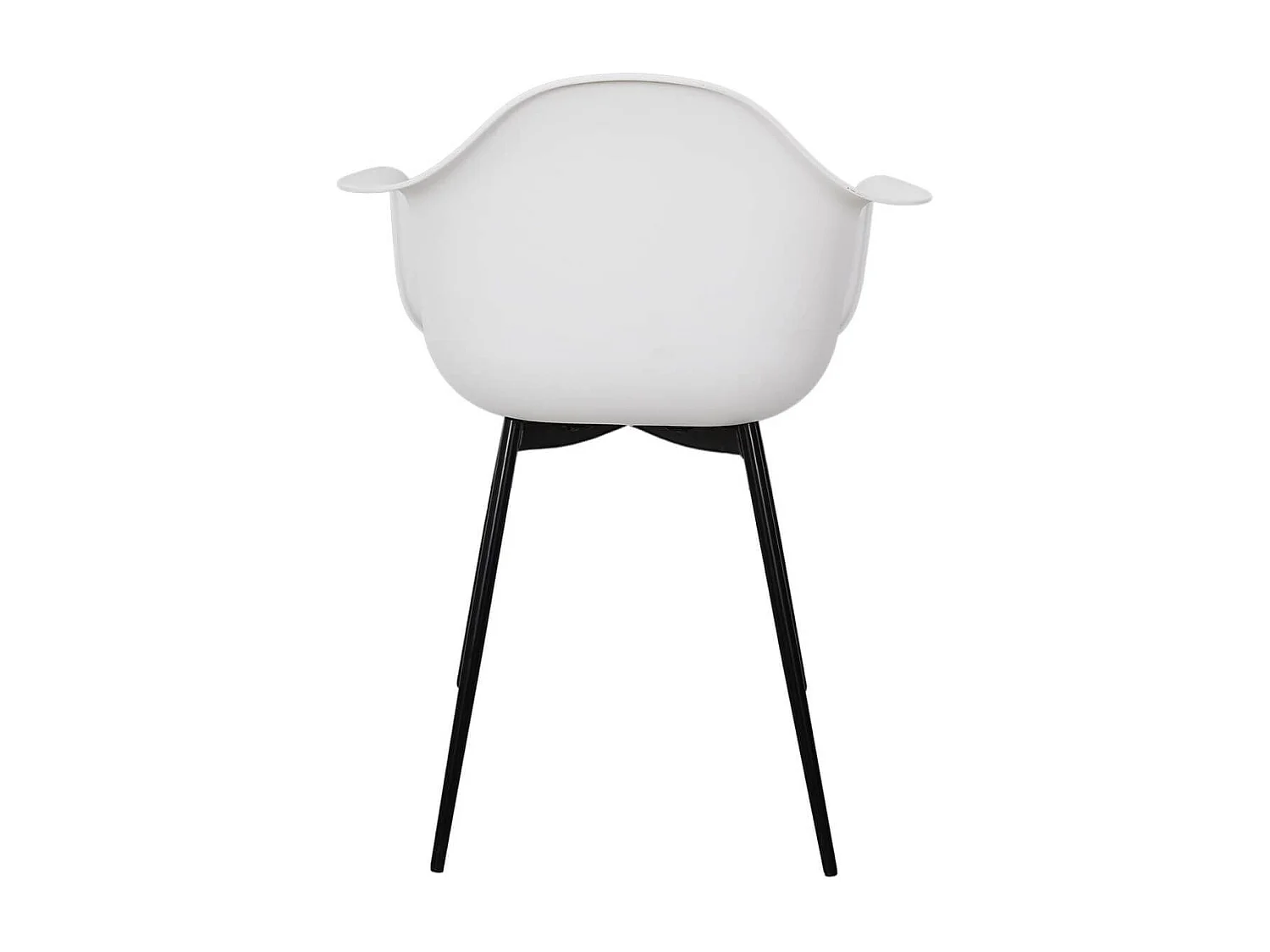 OMER - Lot de 4 Chaises Coque Accoudoirs Blanches Piètement Métal