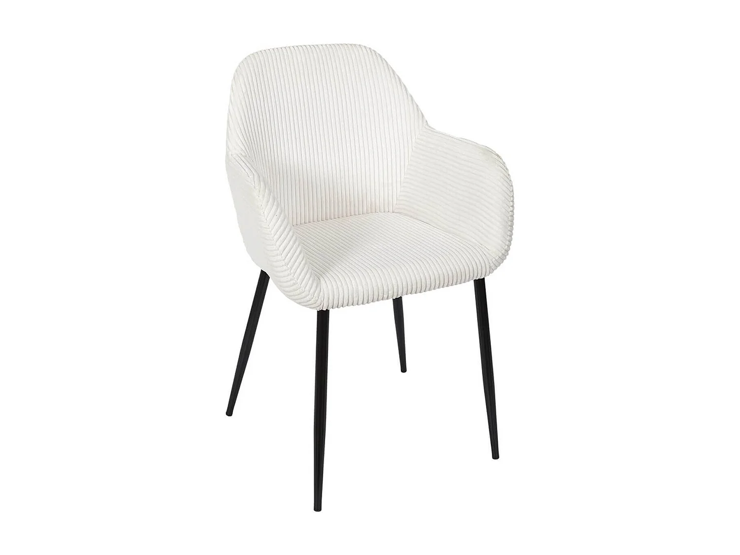 AMORY - Lot de 2 fauteuils de table en velours côtelé coloris crème