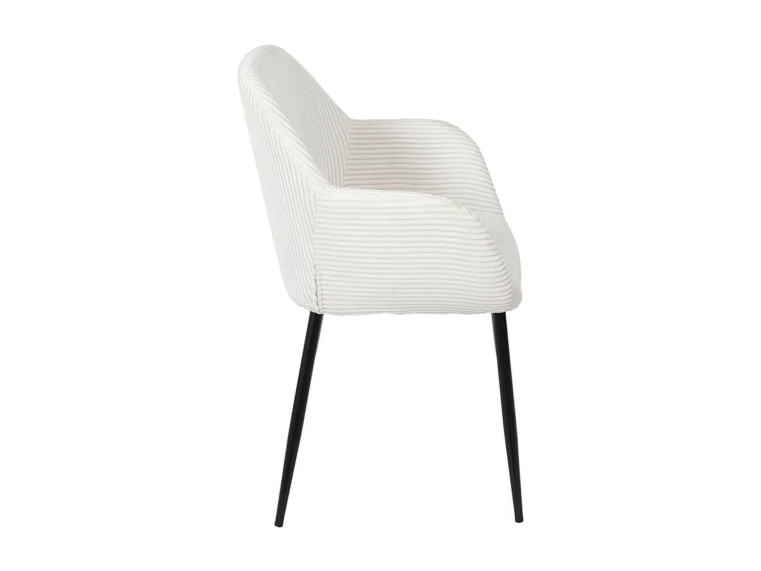 AMORY - Lot de 2 fauteuils de table en velours côtelé coloris crème