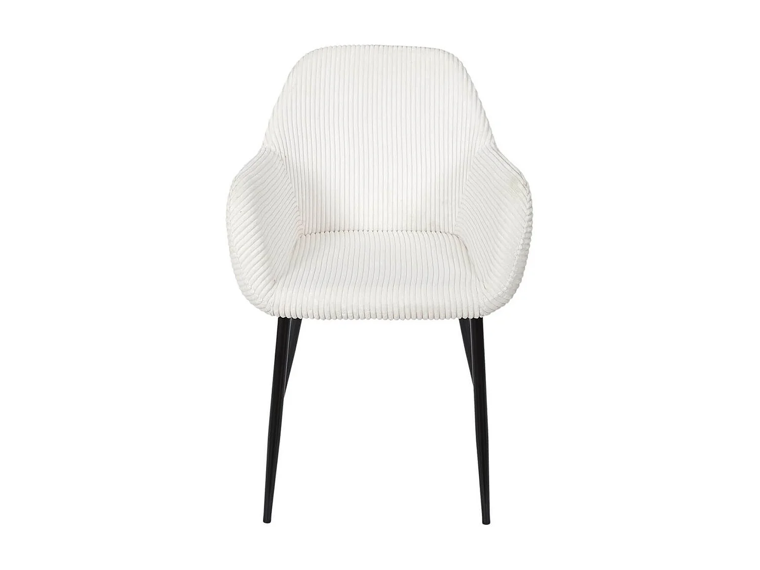 AMORY - Lot de 2 fauteuils de table en velours côtelé coloris crème