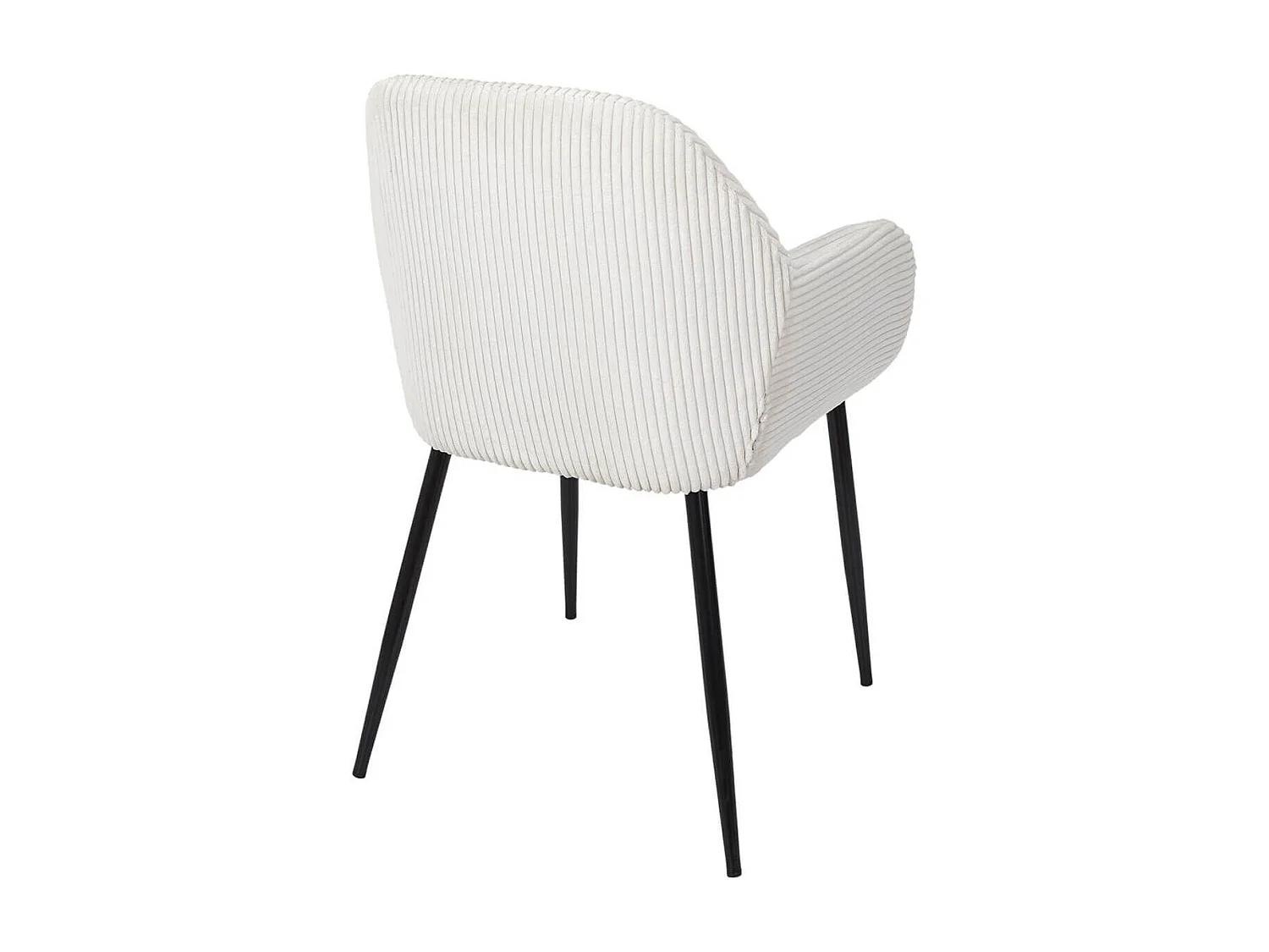 AMORY - Lot de 2 fauteuils de table en velours côtelé coloris crème