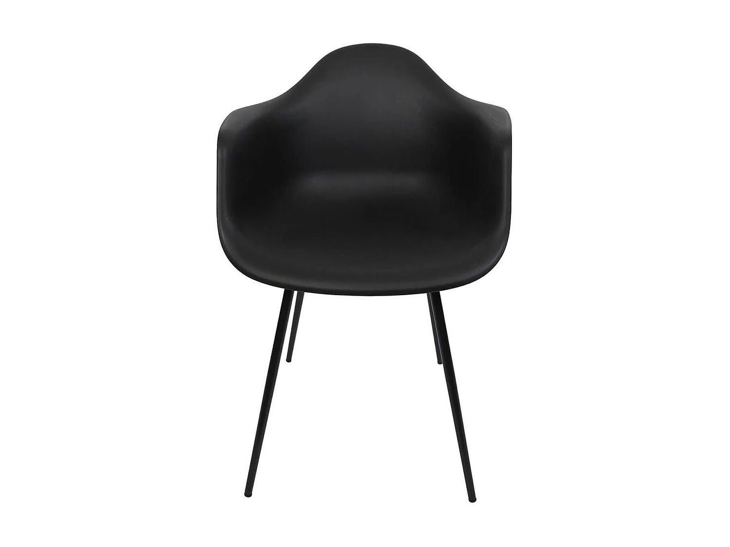 OMER - Lot de 4 Chaises Coque Accoudoirs Noires Piètement Métal