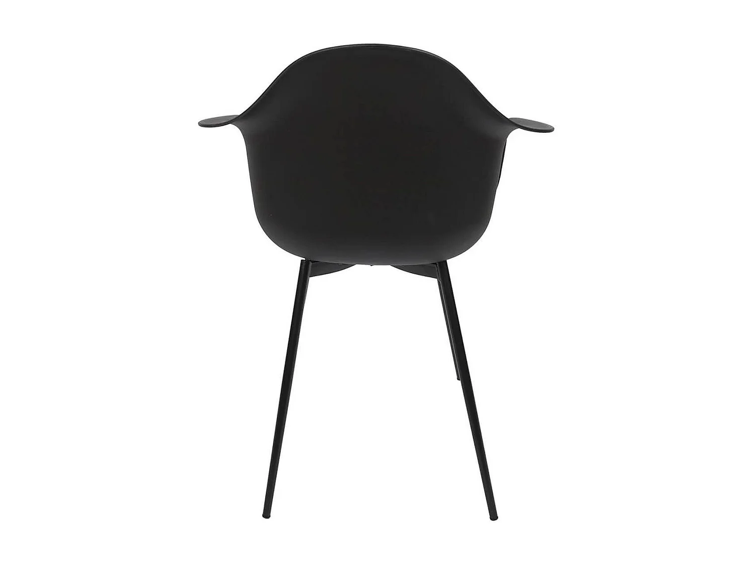 OMER - Lot de 4 Chaises Coque Accoudoirs Noires Piètement Métal