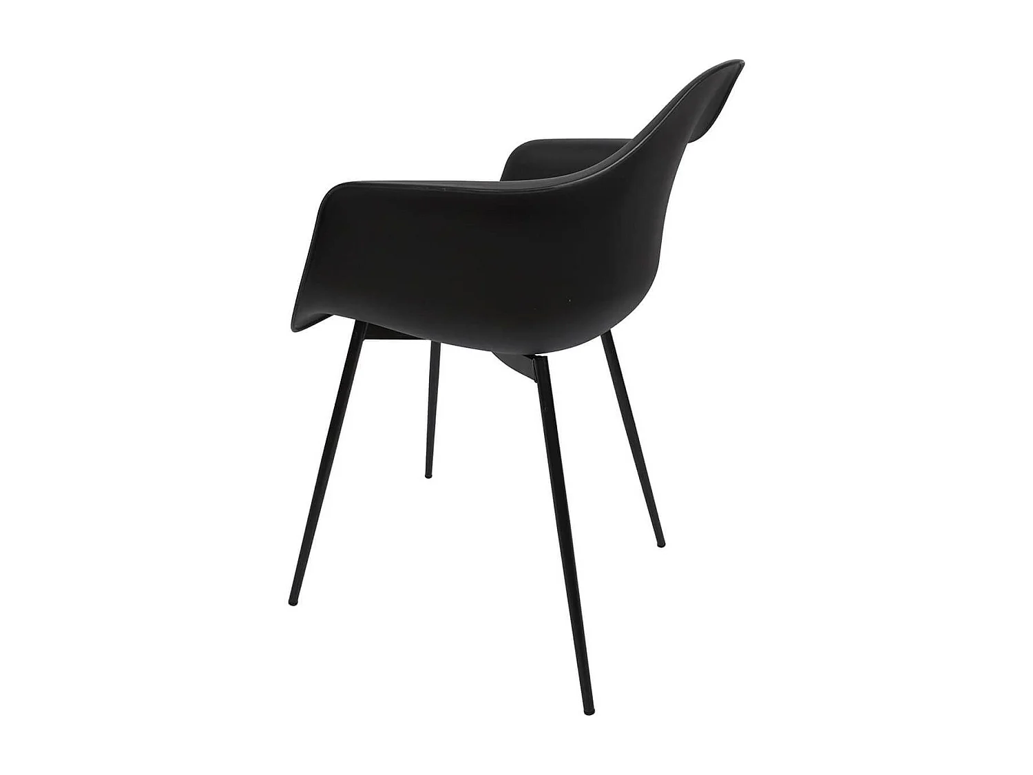 OMER - Lot de 4 Chaises Coque Accoudoirs Noires Piètement Métal