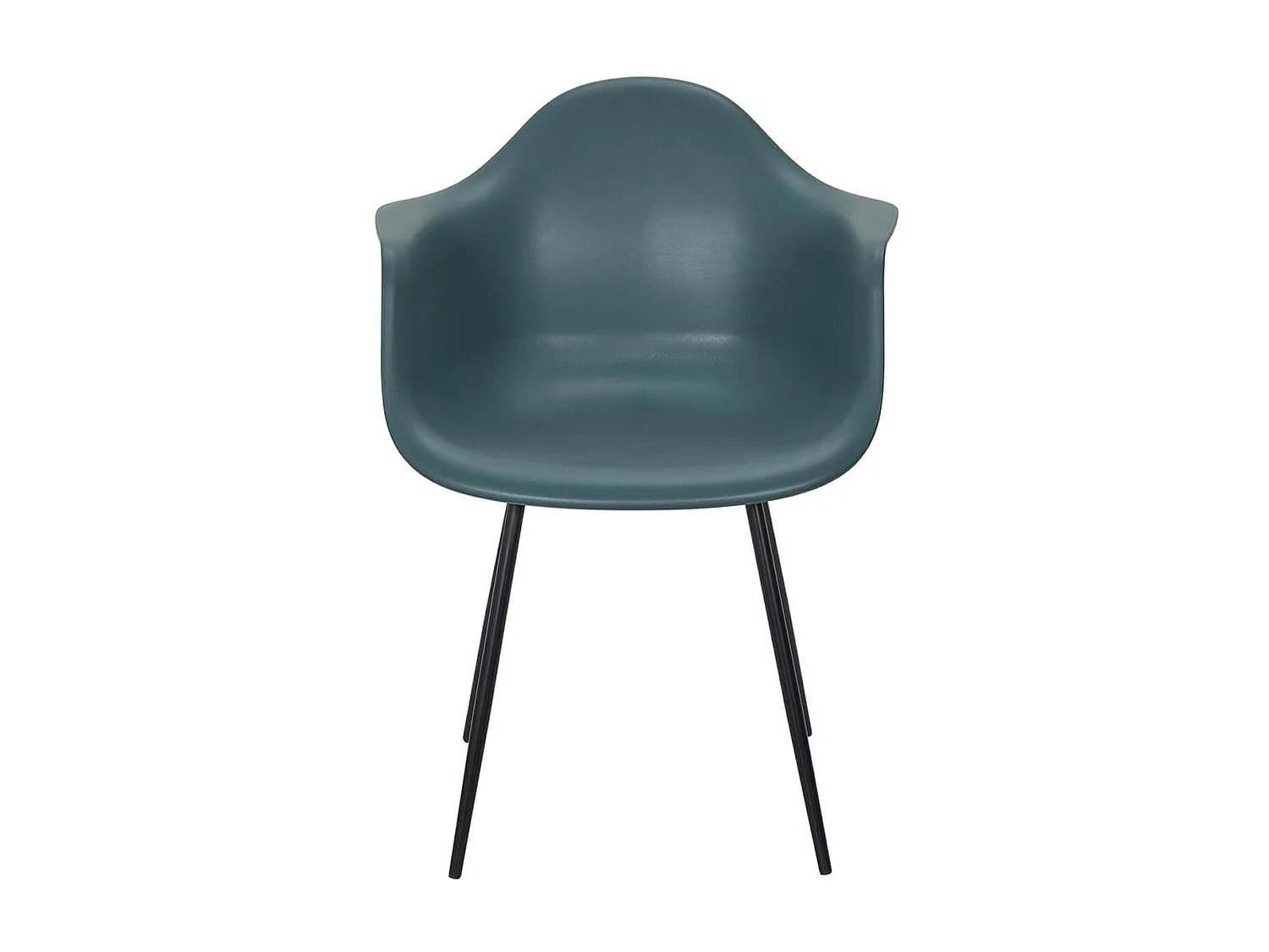 OMER - Lot de 4 Chaises Coque Accoudoirs Bleues Piètement Métal