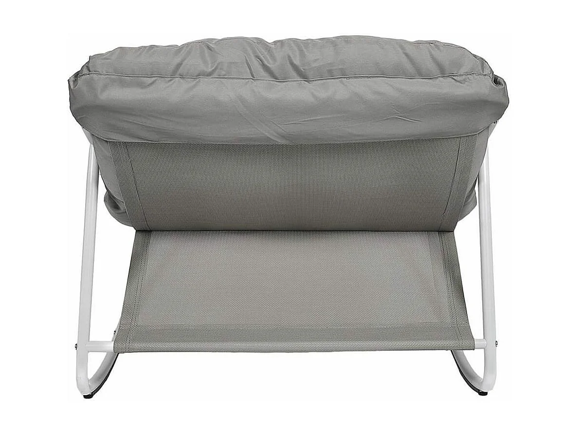 SABHA - Fauteuil à Bascule en Métal Blanc et Textilène avec Coussin d'assise Taupe