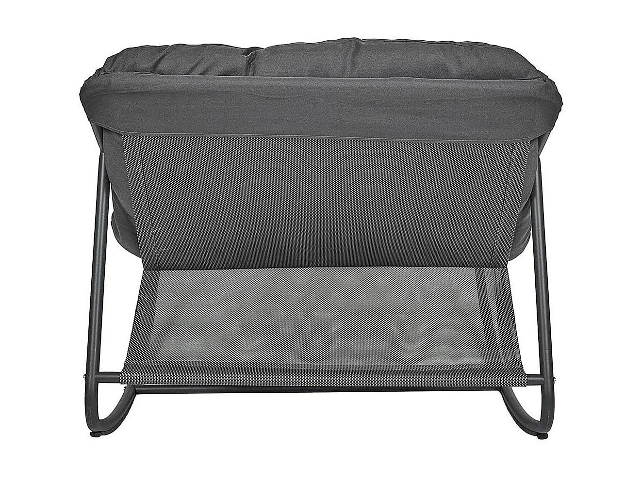 SABHA - Fauteuil à Bascule en Métal et Textilène Gris avec Coussin Gris