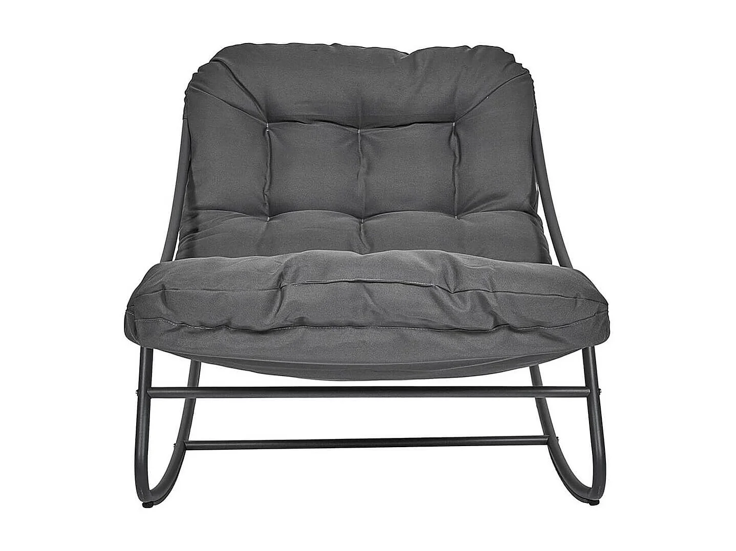 SABHA - Fauteuil à Bascule en Métal et Textilène Gris avec Coussin Gris