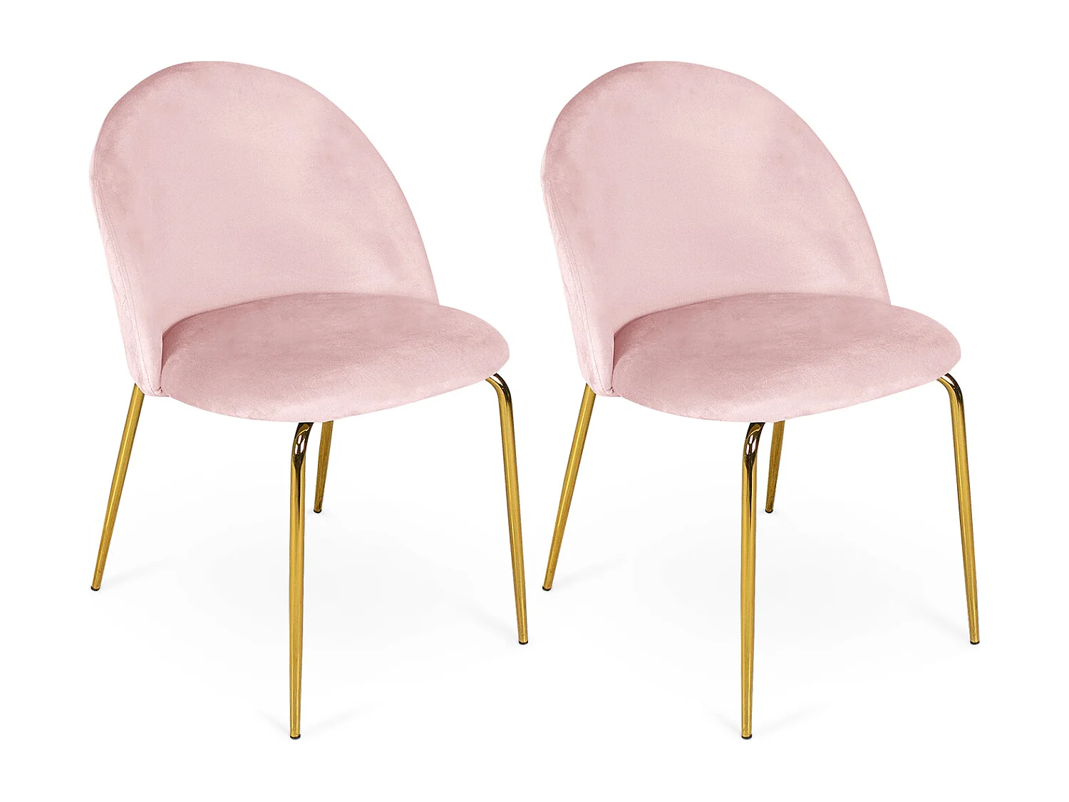 Sedia da pranzo imbottita in velluto rosa piede metallo dorato - Nicole (2pz)