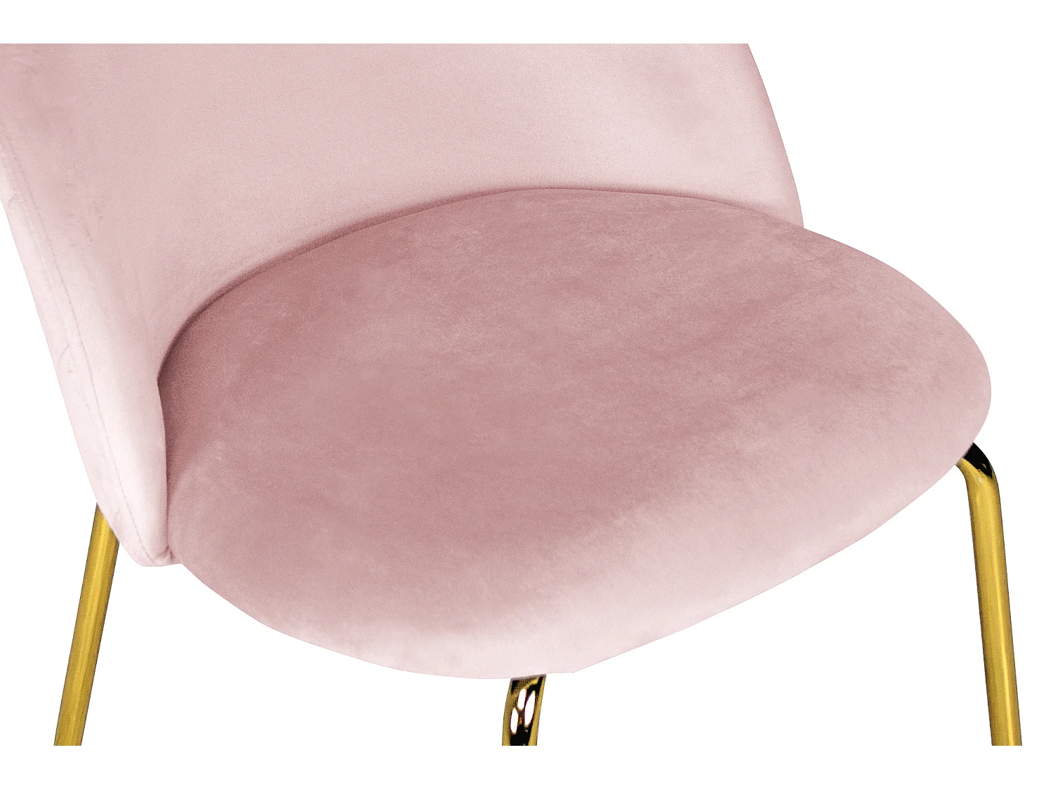 Sedia da pranzo imbottita in velluto rosa piede metallo dorato - Nicole (2pz)
