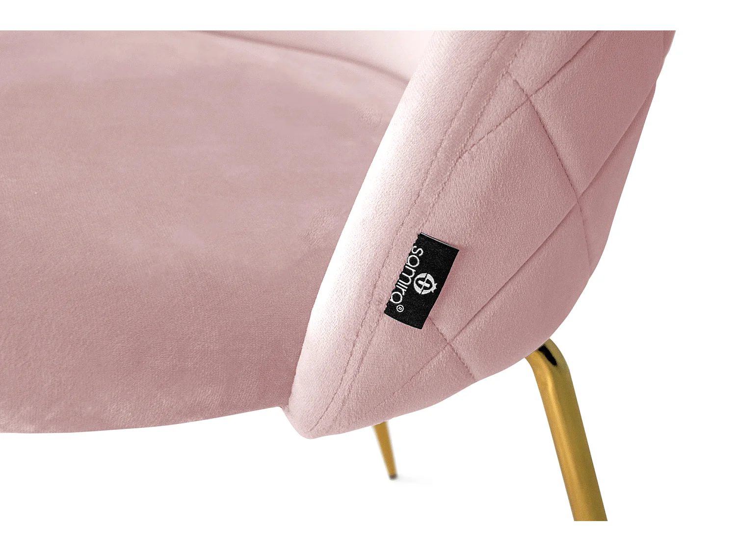 Sedia da pranzo imbottita in velluto rosa piede metallo dorato - Nicole (2pz)