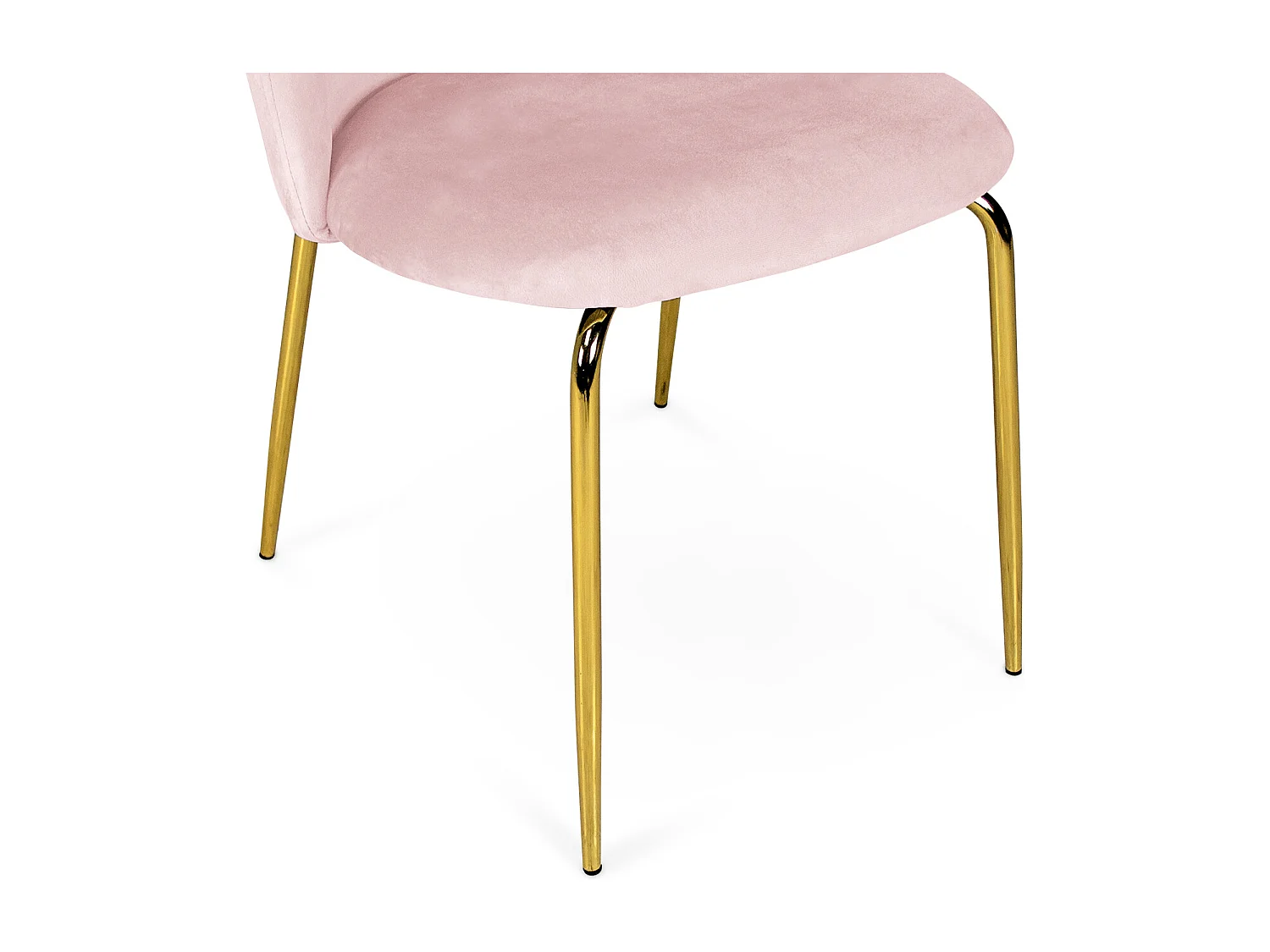 Sedia da pranzo imbottita in velluto rosa piede metallo dorato - Nicole (2pz)
