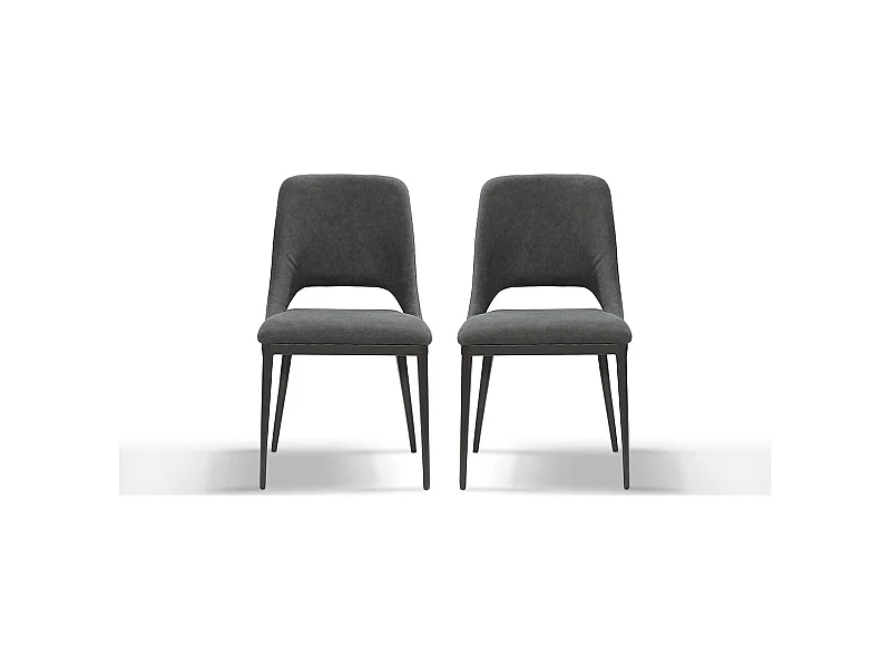 Chaise Design velours PUNE - Gris - Lot de 2