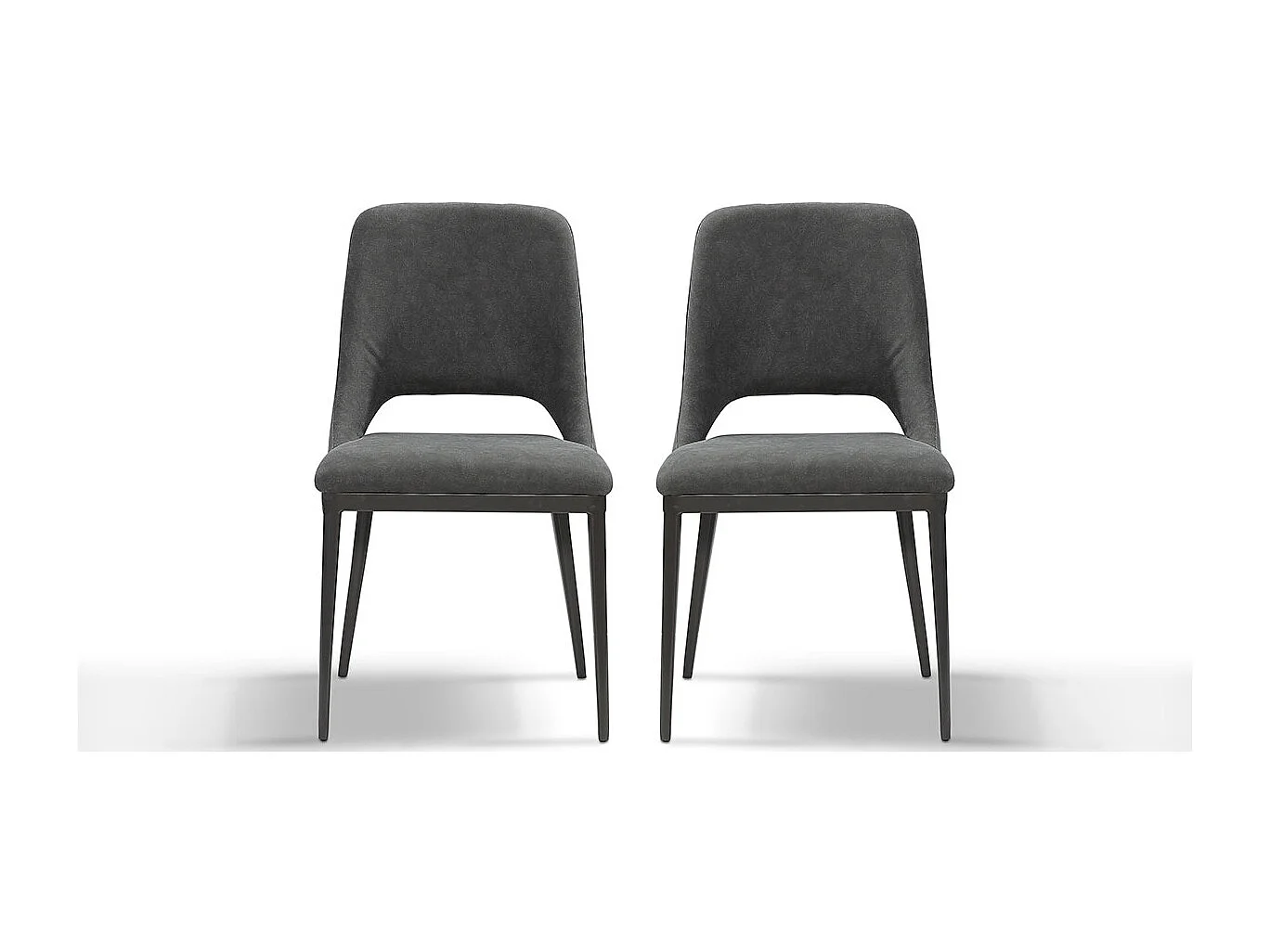 Chaise Design velours PUNE - Gris - Lot de 2