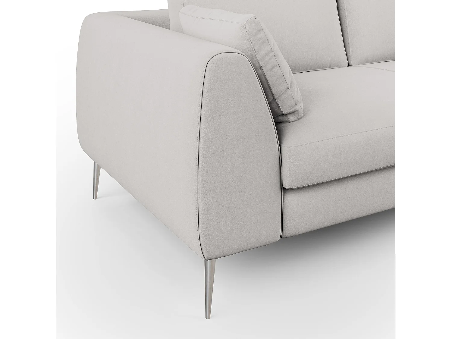 Plano modernes Sofa aus abwaschbarer technischer Mikrofaser T11 176 cm hellgrau