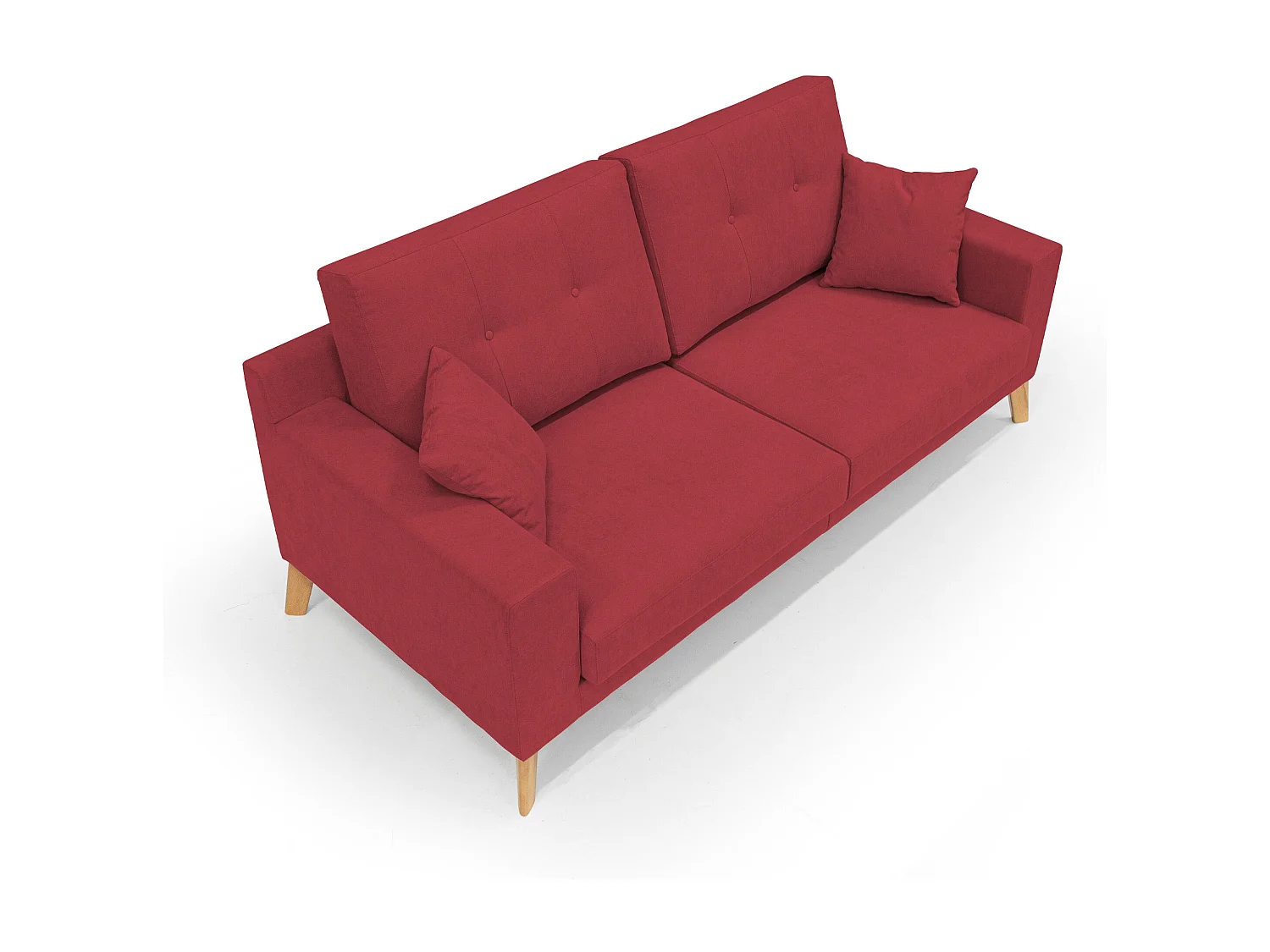Danish modernes Sofa aus weichem, wasserfestem Stoff T02 166 cm rot
