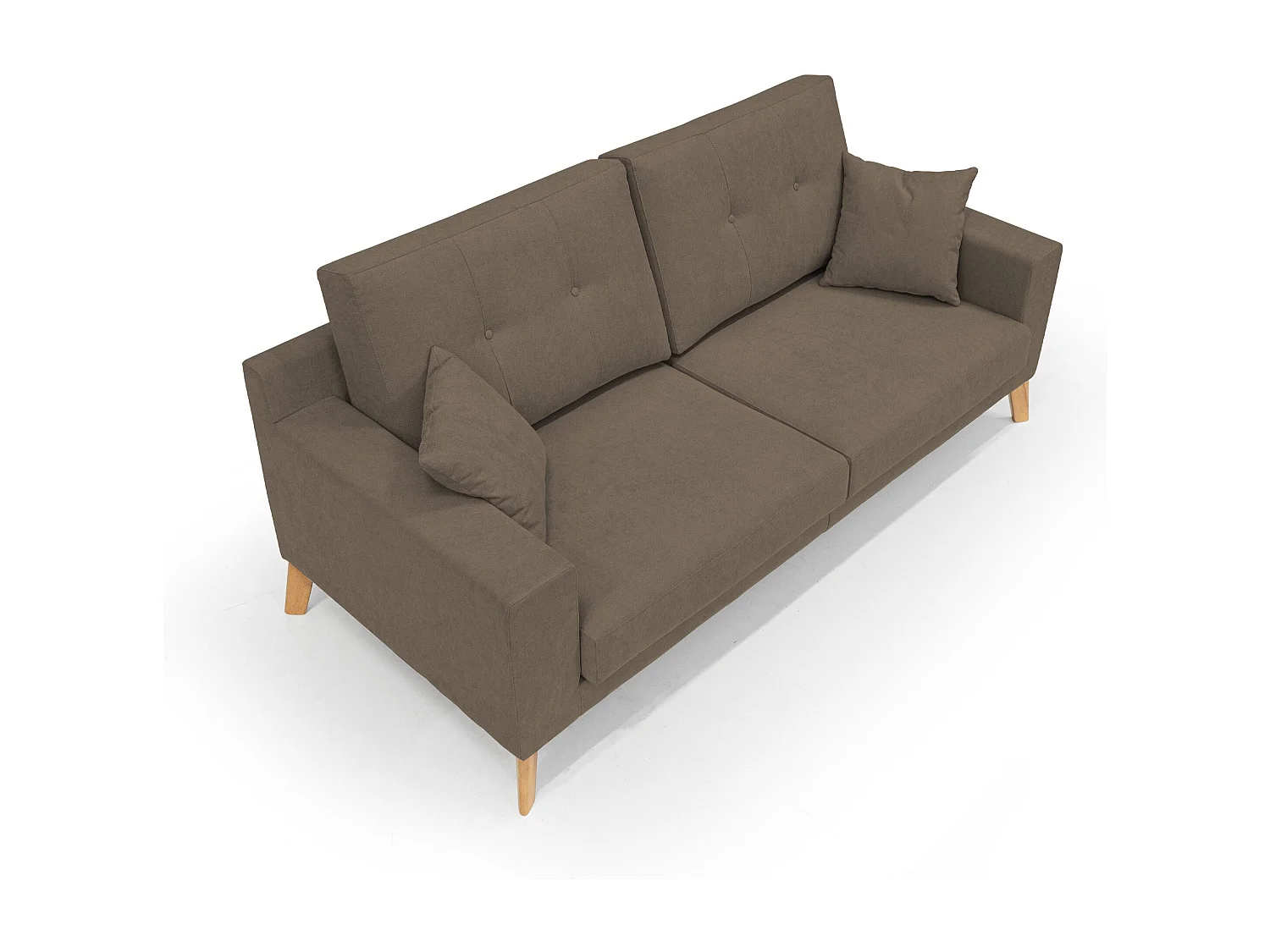 Danish modernes Sofa aus weichem, wasserfestem Stoff T02 146 cm braun