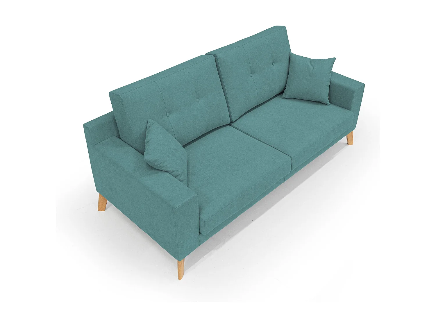 Danish modernes Sofa aus weichem, wasserfestem Stoff T02 166 cm petrol