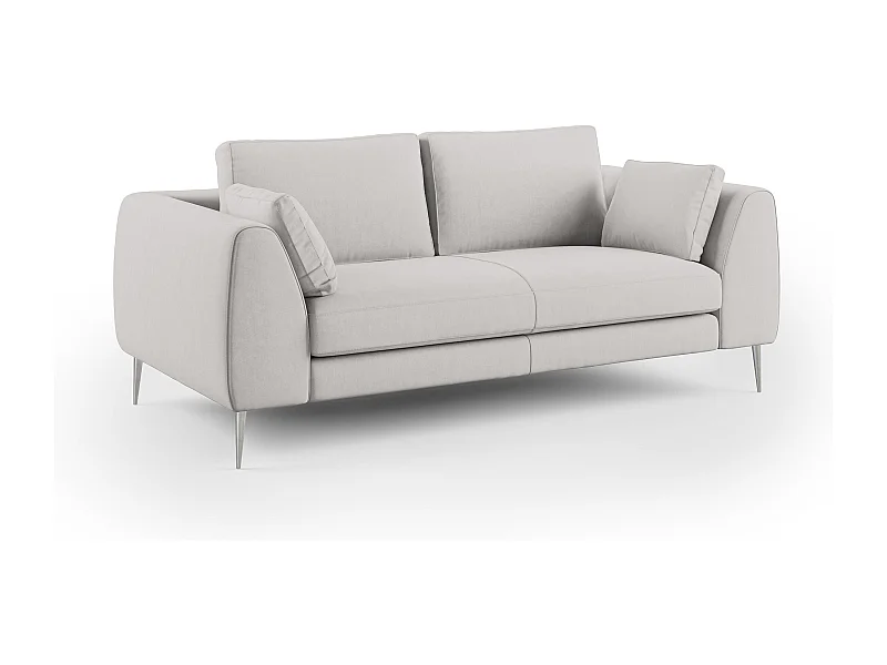 Plano modernes Sofa aus abwaschbarer technischer Mikrofaser T11 196 cm hellgrau