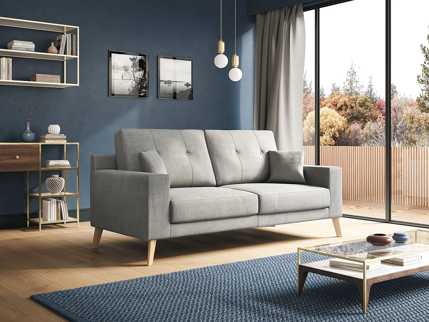 Danish Divano moderno in tessuto morbido impermeabile T02 186 cm verde