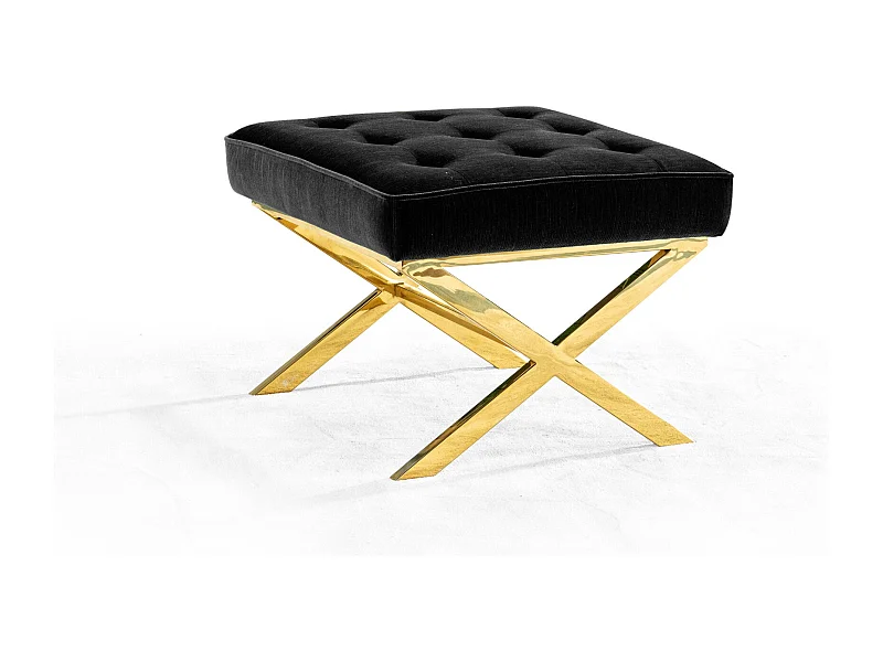 Tabouret en velours LILYA - Noir